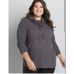 Lane Bryant cowl neck waffle sweater - size 14/16 - gray